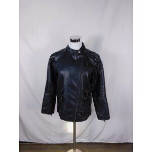 LJYH Black Faux Leather Moto Jacket - Youth 13-14 (Adult XS/S Fit) - Exce